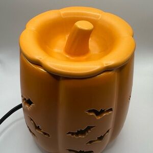 Orange Pumpkin Lantern with Bat Cutouts